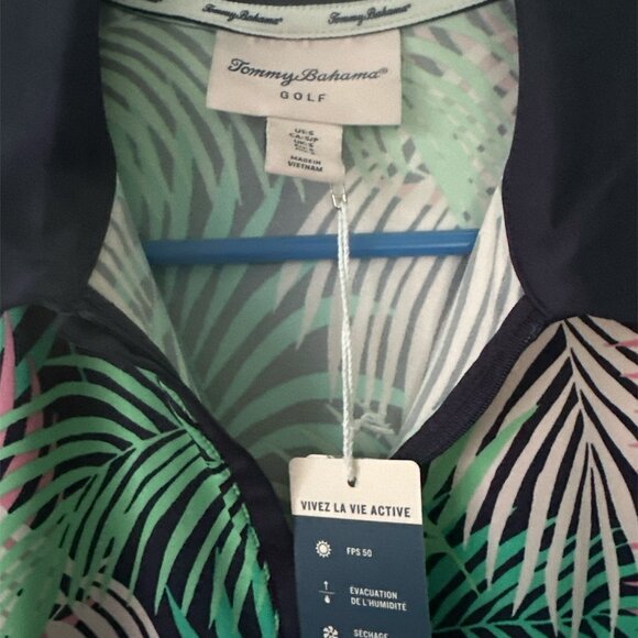 Sold - BAHAMA Golf Tropical Print Athletic Shirt-1/4 Zip Neck-3/4 Sleeve Small - Picture 3 of 5